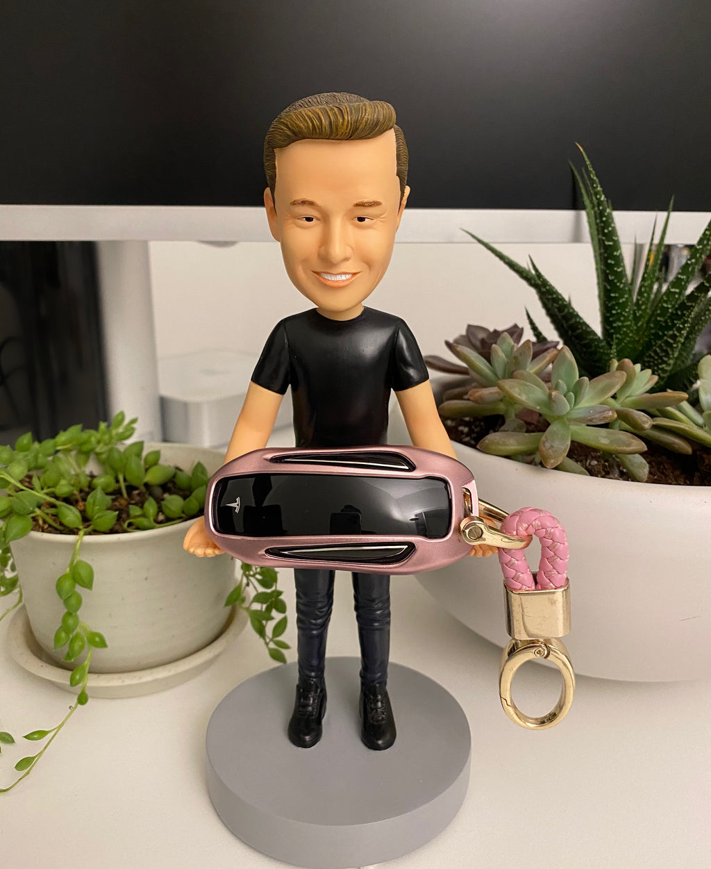 Elon Musk Bobblehead and Tesla Key Protector